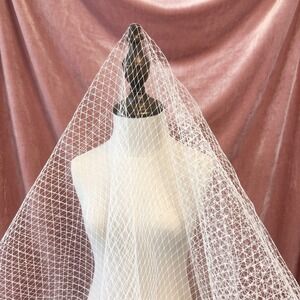 White bird cage hat veil netting french birdcage net 1+ blusher length bird cage
